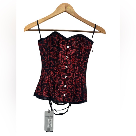 NWT Vintage Goth Elegant Red and Black Corset Lace up Size 18 inch Women’s - Picture 2 of 7